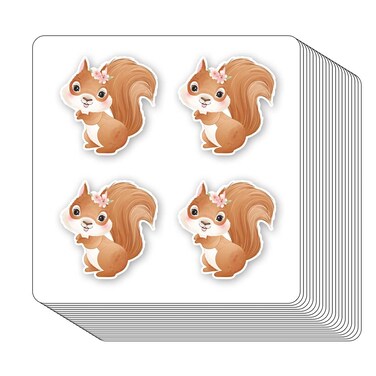 Cute Squirrel Stickers 1in for Scrapbooking, Arts, Craft, Kids DIY, Calendars Journals 80-Pack