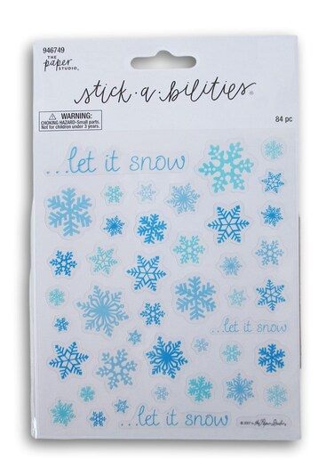 Snowflakes Let it Snow Christmas Stickers for Journaling, Scrapbooks, Crafts - 84 Pieces