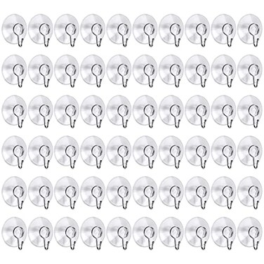 Awpeye 40 Packs Suction Cup Hooks, 1.77 Inches Universal Clear PVC Suction Cups for Shower Removable Window Suction Cups with Hooks for Kitchen Bathroom, Wall, Glass