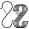 Ansxiy 6 Pack 5 Inch S Hooks for Hanging, Heavy Duty S Hooks with Safety Buckle, S Shape Hooks for Hanging Kitchen Utensils, Pots and Pans, Cups, Plants, Clothes and Bags, Black