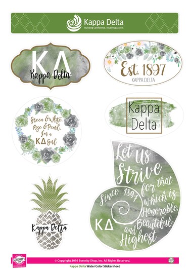 Kappa Delta - Sticker Sheet - Watercolor Theme