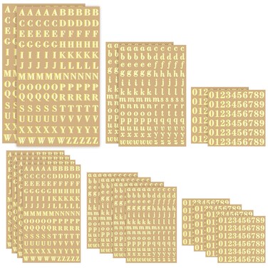 18 Sheets Small Letter Stickers 3mm Alphabet Number Stickers Mini Letters Stickers Gold Number Stickers Self Adhesive Metallic Alphabet Decorative Letter Decals for Epoxy Resin DIY Crafts Scrapbook