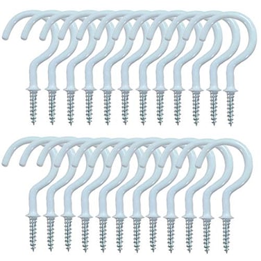 24 Pack 2.9 inch Cup Hooks Metal Ceiling Hooks, Household Screw-in Utility Storage Hook (White, 2in)