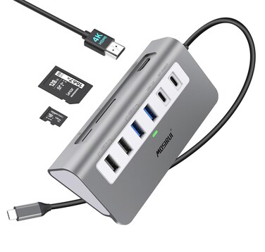 USB C Hub,Mosirui 9-in-1 USB C Hub Multiport Adapter Docking Station USB CHub with 4KHDMI,5Gbps USB-A3.0/USB-C 3.0, USB 2.0, 100W PD, SD/TF for MacBook/Pro iPad/Dell/HP/Desktop/Laptop(50CM)