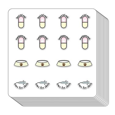 Dog Cat Care Planner Stickers, 0.5 Inch Flea Tick Heartworm Meds Reminder Scrapbooking 208-Pack