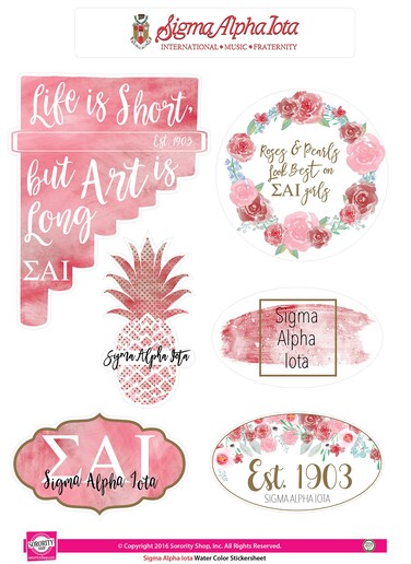 Sigma Alpha Iota - Sticker Sheet - Watercolor Theme