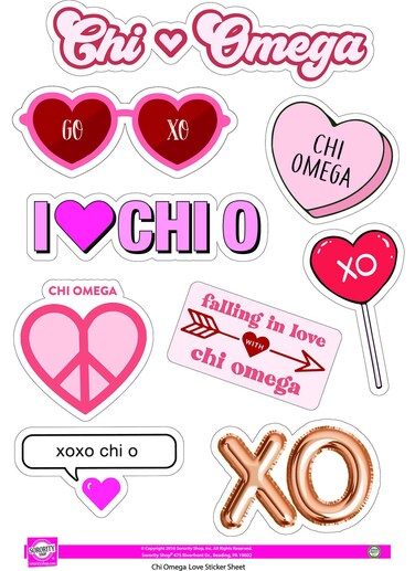 Chi Omega - Sticker Sheet - Love Theme