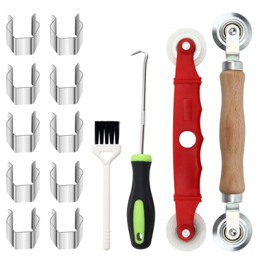 2024 Window Screen Repair Kit Mesh Screen Spline Roller Repair Tools Kit with 10PCS Screen Installer Clips,Screen Roller Tool, Metal and Plastic Spline Fixing Tool Kit for Window Screen