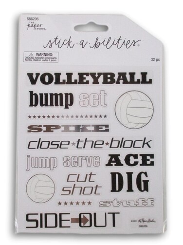 Volleyball Silver Foil Stickers for Journaling, Cardmaking, Arts and Crafts - 32 Pieces