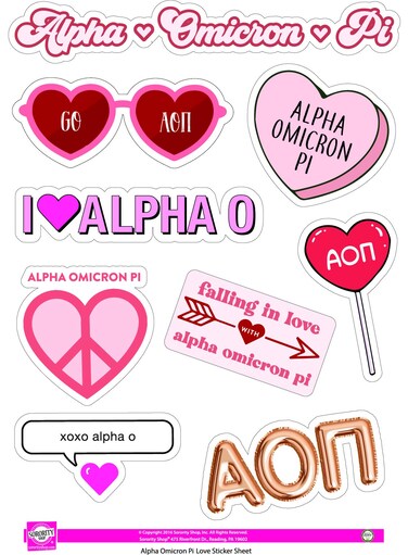 Alpha Omicron Pi - Sticker Sheet - Love Theme