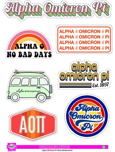 Alpha Omicron Pi - Sticker Sheet - Retro Theme