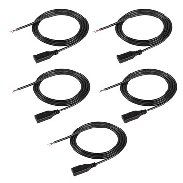 USB Type-C Pigtail Cable Extension Power Cable 22AWG 5V 3A USB-C Plug to 2 Pin Bare Wire Open End Connector for DIY - 1M/3.2FT 5PCS (Type C Female)