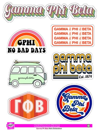Gamma Phi Beta - Sticker Sheet - Retro Theme