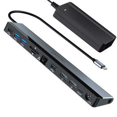 USB C Docking Station Dual Monitor with 96W Power Adapter: NewQ 12-in-1 Thunderbolt 3   4 Dock, Dual 4K HDMI, 4 USB, Audio, RJ45, SD/TF Slot, 18W PD Out, for Mac, HP, Dell, Lenovo, Surface, Asus, Acer