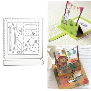 Pop-up Slider Card Metal Die Cuts,Flag Light Frame Wedding Cutting Dies Cut Stencils for DIY Scrapbooking Photo Decorative Embossing Paper Dies for Scrapbooking Card Making