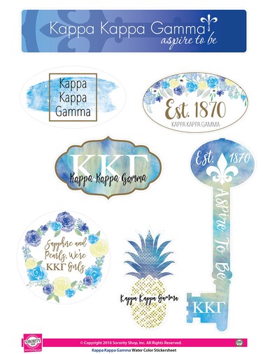 Kappa Kappa Gamma - Sticker Sheet - Watercolor Theme