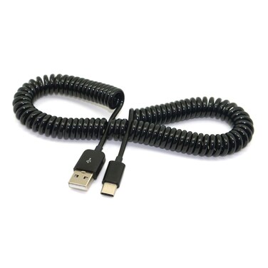 chenyang USB C Stretch Coiled Cable USB 2.0 to USB C Data Extension Cable for Tablet Mobile Phone 3.0M
