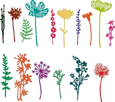 Wildflower Metal Cutting Dies,17 Pieces 3D Flower Dies Flower Shape Embossing Scrapbooking Dies Cuts Stencil Flower Leaves Embossing Stencil for DIY Scrapbooking Card Making