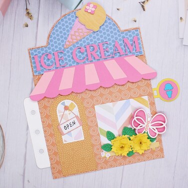 KSCRAFT Ice Cream Parlor Mini Album Metal Cutting Dies Stencils for DIY Scrapbooking Decorative Embossing DIY Paper Card
