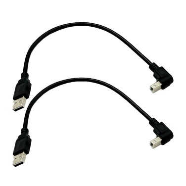 Seadream Angled Printer Cable 2Pack USB 2.0 Type A Male to USB 2.0 Type B Male Up Angled Printer Scanner Cable 90 Degree Angled (Up Angled)