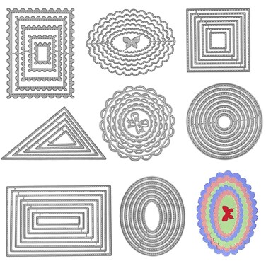 SENHAI 8 Pcs Metal Cutting Dies Flower Round Assorted Shapes Polygon Embossing Tools for Card Making Album Scrapbooking