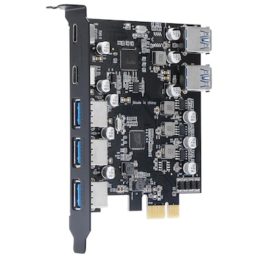 XRIKUI PCIe to USB 3.0 5X USB-A and 2X USB-C Ports Expansion Card,PCI Express Internal USB 3 Hub Converter for Desktop PCS Riser Card