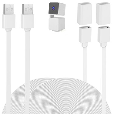 UYODM 2PACK USB Extension Cable Compatible with WYZE Cam V3/V4/V2,Wyze Cam OG, WYZE Cam Pan V3/V3 Pro/ V2, 20Ft/6M IPX7 Waterproof Extension Charging Cable Power Your WYZE Cam Continuously - White