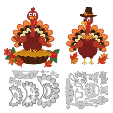 DELORIGIN Collage Turkey Cutting Dies Thanksgiving Card Making Die Cut Carbon Steel Animal Food Die Cuts Stencils Card Scrapbooking Embossing Template for DIY Paper Craft Album Gift Invitation Decor
