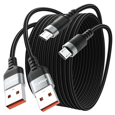 CLAVOOP USB to Micro USB Cable 10ft 2 Pack, Long USB A to MicroUSB 2.0 480Mbps Data Transfer &amp; 12W Charging Android USB Micro Charger Cord for PS4 Controller, Kindle, Smartphone, Tablet