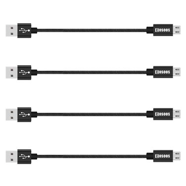 COSOOS 4 Short USB Micro Cables(9in/23cm) Nylon Braided Charge &amp; Sync Power Cord for Samsung Galaxy S7 Edge/ S6/ S5/ S4, Note 5/4/ 3, USB Charging Station, MP3, headlamp, Android Device