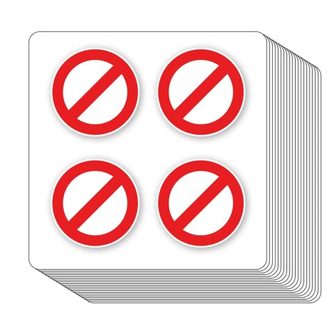 Ban Stop Sign Stickers 1in for Scrapbooking, Arts, Craft, Kids DIY, Calendars Journals 80-Pack