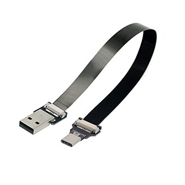 cablecc USB 2.0 Type-A Male to USB-C Type-C Male Data Flat Slim FPC Cable for FPV &amp; Disk &amp; Phone 20cm