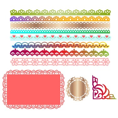 INFUNLY 6 Styles Lace Die Cuts for Card Making Corner Die Cuts Flower Border Metal Cutting Dies Round Rectangle Frame Die Cuts Lace Edge Cutting Die for DIY Scrapbooking Photo Album Craft Decor