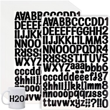 15 Sheets Letter Stickers, 1890 Alphabets Stickers Self-Adhesive Sticker Letters, Black Vinyl Letter Stickers, Mailbox Numbers Sticker DIY Crafts Art Making for Signs Window Addresses Cars Business