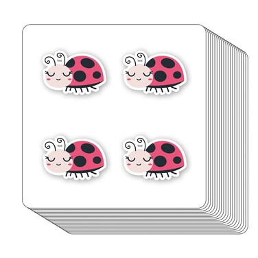 Pink Ladybug Stickers 1in for Scrapbooking, Arts, Craft, Kids DIY, Calendars Journals 80-Pack
