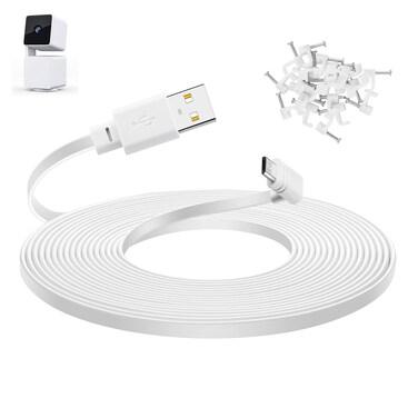Smays 50 ft Extension Cable for WYZE Cam Pan v3 Outdoor Camera, Long Micro USB Power Adapter Cord, 90-Degree White