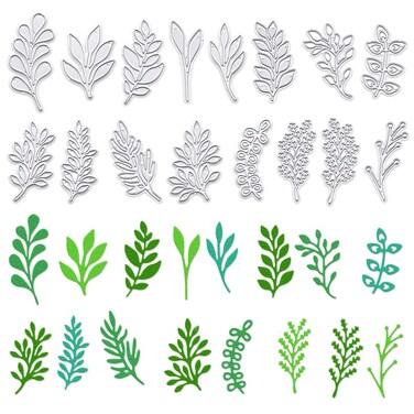 ALIBBON 16 Pcs Leaf Die Cuts for Card Making, Branch Leaves Cutting Dies Metal Template Molds, Flower Leaves Dies for Crafting DIY Photo Album Paper Embossing Scrapbooking Supplies