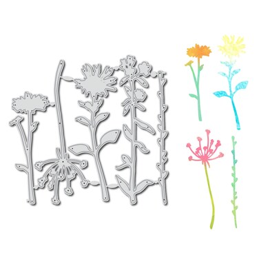 Arbuya 5pcs/Lot Wildflowers Silhouette Metal Die Cuts Dandelion Daisy Flower Stem Cutting Dies Stencil Template for Cards Making DIY Paper Crafting Scrapbooking