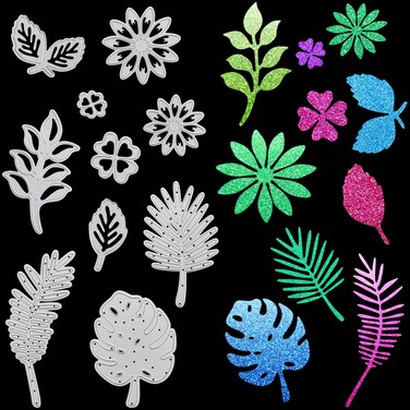 10 Pcs Leaf Metal Cutting Dies Stencil, MIKIMIQI DIY Craft Metal Scrapbooking Dies Cuts Leaves Flowers Embossing Stencils Template for Card Scrapbooking Craft Paper Decor