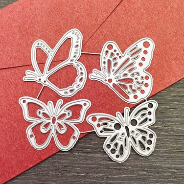 Butterfly Die Cuts for Card Making,4 Butterflies Die Cuts for Card Making,Metal Die Cuts Butterfly Cutting Dies Metal Stencil Template Mould for DIY Crafts Scrapbook Album Paper Card Embossing