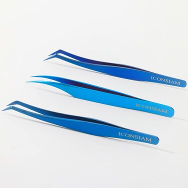 Russian Volume Tweezers Eyelash Extensions Neat Volume Lash Tweezers 3 Pcs L &amp; C Shape High Precision Eyelash Tweezer For 0.03~0.25mm Lashes Mega Volume &amp; Hybrid &amp; Classic Lash (3 pcs Tweezers Set)