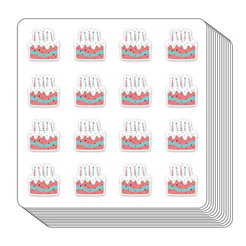 Cake Planner Stickers, 0.5in Birthday Reminder Stickers for Scrapbooking Calendar Crafting 208-Pack