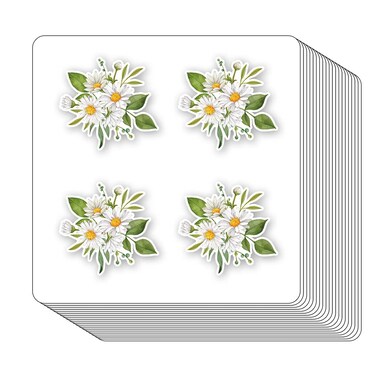 White Daisy Flowers Stickers 1in for Scrapbooking, Arts, Craft, Kids DIY, Calendars Journals 80-Pack