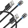 Terasako Magnetic Charging Cable (Not Including Magnetic Connector) [2-Pack, 3ft ], 360&Acirc;&deg; Rotating Magnetic Phone Charger Cable with LED Light - Nylon-Braided Cords (Black)