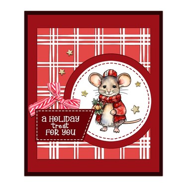 YIXUAN Merry Christmas Cute Mice in Xmas Suits Clear Stamps and Metal Cutting Dies Set with Package Envelope Box for Card Making DIY Scrapbooking Supplies Silicone Stamp Knife Mold for Albums Crafts