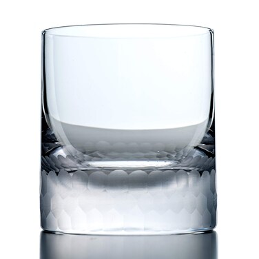 Amehla "Hive Handblown Honeycomb Double Old Fashioned Glasses, 12oz Solid Crystal Bourbon Rocks Glasses, Set of 2 or 4 Lowball Glasses