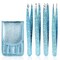 FungChoi Eyebrow Tweezer Set, 4-Pcs Professional Stainless Steel Tweezers for Men and Women, Precision for Eyebrows, Ingrown Hair, Facial Hair, Lash Extension (Cyan)