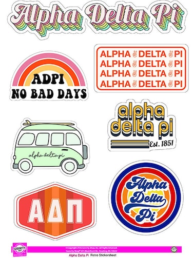 Alpha Delta Pi - Sticker Sheet - Retro Theme