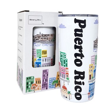 City Themed Artwork Tumbler Collection - Designed in the USA - 20oz Vacuum Insulated Tumbler with Lids - Stainless Steel Coffee Travel Mug with, Cup for Hot Cold Drinks (Puerto Rico)