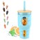 Tronco 32oz Glass Tumbler with Time Marker and Silicone Sleeve, Reusable Ice Coffee Cup with Straw and Lid, Smoothie Cup Tea Cup, Fits Cup Holder (Skyblue)